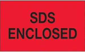 Tape Logic DL1405 3 x 5 in. - SDS Enclosed Fluorescent Red Labels - Roll of 500