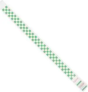 Tyvek WR103GN 0.75 x 10 in. Green Checkerboard Wristbands - Case of 500