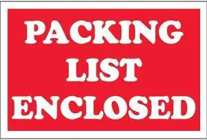 Tape Logic DL1207 2 x 3 in. - Packing List Enclosed Labels, Red & White - Roll of 500