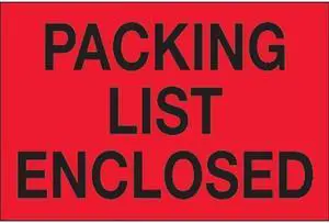 Tape Logic DL1202 2 x 3 in. - Packing List Enclosed Fluorescent Red Labels - Roll of 500