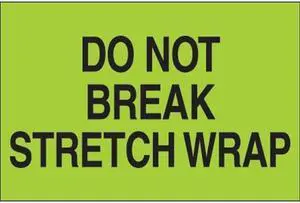 Tape Logic DL1102 2 x 3 in. - Do Not Break Stretch Wrap Fluorescent Green Labels - Roll of 500
