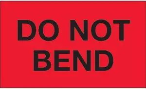 Tape Logic DL1087 3 x 5 in. - Do Not Bend Fluorescent Red Labels - Roll of 500