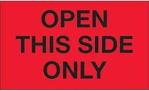 Tape Logic DL1216 3 x 5 in. - Open This Side Only Fluorescent Red Labels - Roll of 500