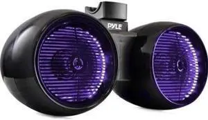Pyle PLMRWB852LEB 600W 8 in. Dual Marine Wakeboard Water Resistant Speakers, Black
