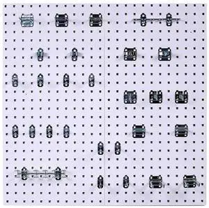 Triton Products WC18-WH-Kit LocBoard Wall System Square Hole Pegboard & Locking Hook Organizer
