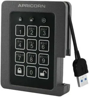 Apricorn Mass Storage ASSD-3PL256-480F 480GB Padlock USB SSD Encrypted Fips Ruggedized