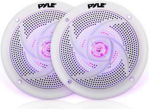 Pyle PLMRS53WL 5.25 in. Waterproof Rated Marine Speakers with LED lights, White - 180 Watt