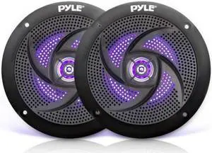 Pyle PLMRS53BL 5.25 in. Waterproof Rated Marine Speakers with LED lights, Black - 180 Watt
