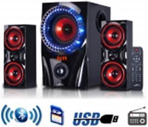 beFree Sound 2.1 Channel Surround Sound Bluetooth Speaker System in Red - BFS-99X