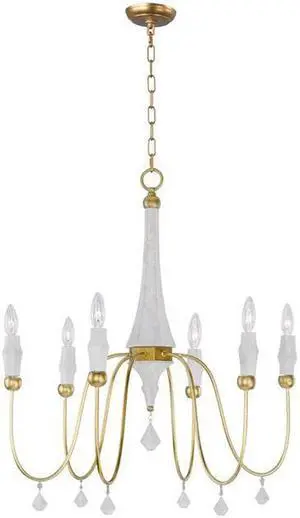 Maxim 22436CSTGL Claymore 6-Light Chandelier, Claystone & Gold Leaf
