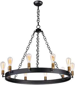 Maxim 26275BKNAB Noble 10-Light Chandelier, Black & Natural Aged Brass