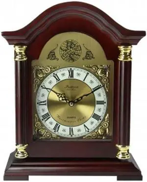 Bedford Clock Collection Redwood Mantel Clock with Chimes