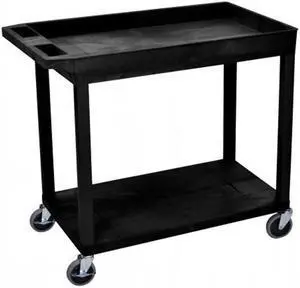 Luxor EC12-B - 32" x 18" 1 Tub with 1 Flat Shelf Cart - Black
