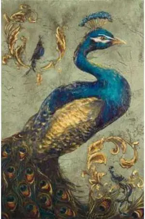 Sun Dance Graphics PDX8699BLARGE Peacock On Sage I Poster Print by Tiffany Hakimipour, 24 x 36 - Large
