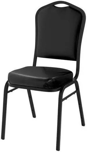 National Public Seating 9310-BT Deluxe Vinyl Upholstered Padded Stack Chair, Panther Black & Black Santex