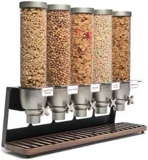 Rosseto Serving Solutions EZ522 Container Table-Top Cereal Dispenser with Walnut Tray, 6.5-Gallon