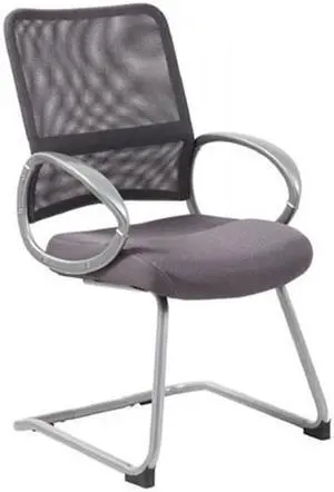 BOSS B6419-CG Boss Mesh Back With Pewter Finish Guest Chair - Charcoal Grey