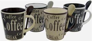 Gibson Bareggio 8pc Coffee with Spoon Set  4 Designs Mr Coffee