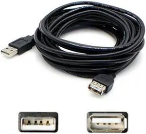 AddOn 5-Pack of 15ft USB 2.0 (A) Male to Female Black Extension Cables