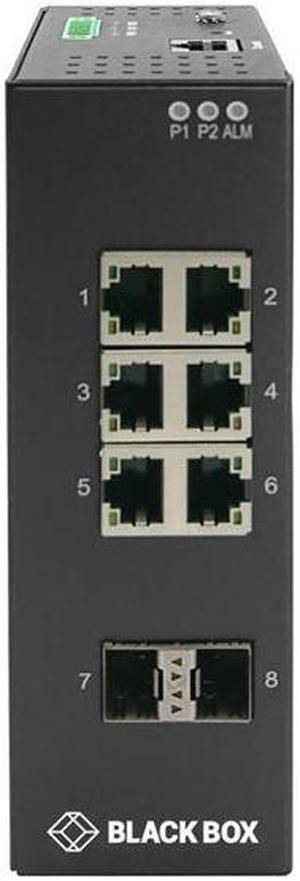Black Box Network Services LIG1082A Industrial Gigabit Ethernet Managed L2 Plus Switch - Extreme Temperature, 6 RJ-45, 2 SFP