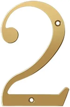Deltana RN6-2 6 in. House Numbers, Lifetime Brass - Solid Brass