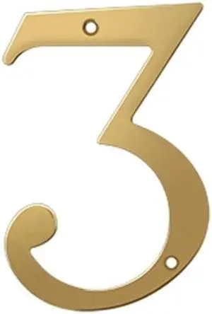 Deltana RN6-3 6 in. House Numbers, Lifetime Brass - Solid Brass
