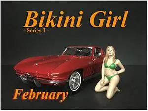 American Diorama 38266 February Bikini Calendar Girl Figure for 1 isto 24 Diecast Model Car