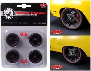 GMP 18890 1 isto 18 5-Spoke Wheel & Tire from 1970 Plymouth Road Runner Street Fighter Attack, Set of 4, Pack of 6