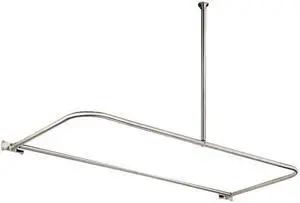 Kingston Brass CC3136 D-Shaped Shower Curtain Rod, Polished Nickel - 2.13 x 26.5 x 63 in.