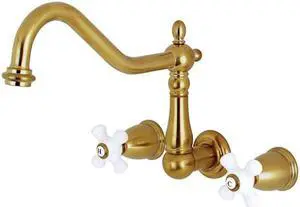 Kingston Brass KS1027PX Wall Mount Tub Filler, Satin Brass - 6.19 x 7.94 x 13 in.