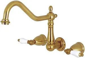 Kingston Brass KS1027PL Wall Mount Tub Filler, Satin Brass - 6.19 x 7.94 x 13 in.