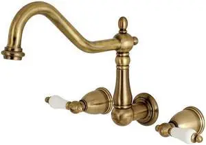 Kingston Brass KS1023PL Wall Mount Tub Filler, Vintage Brass - 6.19 x 7.94 x 13 in.
