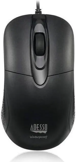 Adesso IMOUSEW4 IP65 Waterproof Antimicrobial Black USB Scroll Mouse