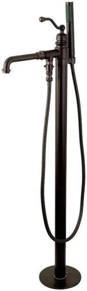 Kingston Brass KS7035ABL English Country Single Handle Freestanding Roman Tub Filler with Hand Shower, Oil Rubbed Bronze