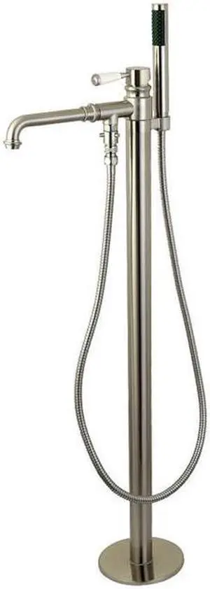 Kingston Brass KS7038DPL Paris Paris Single Handle Freestanding Roman Tub Filler with Hand Shower, Brushed Nickel