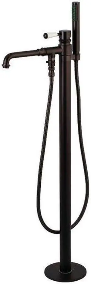 Kingston Brass KS7035DPL Paris Paris Single Handle Freestanding Roman Tub Filler with Hand Shower, Oil Rubbed Bronze