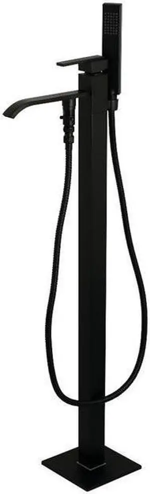 Kingston Brass KS4130QLL Executive Freestanding Roman Tub Filler with Handshower, Matte Black - 41.76 x 14.91 x 7.64 in.