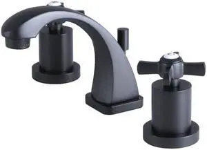 Kingston Brass KS4940ZX Modern 8 in. Widespread Lavatory Faucet with Brass Pop-Up - Matte Black