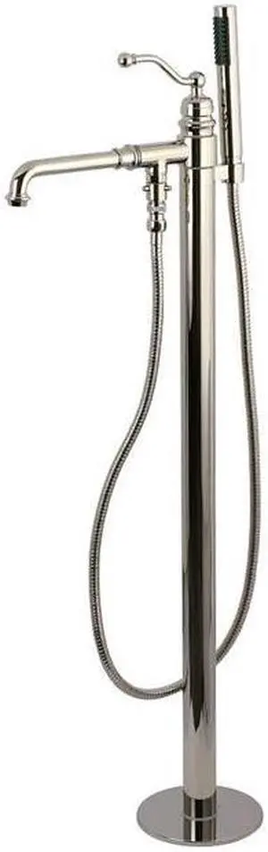 Kingston Brass KS7036ABL English Country English Country Single Handle Freestanding Roman Tub Filler with Hand Shower, Polished Nickel
