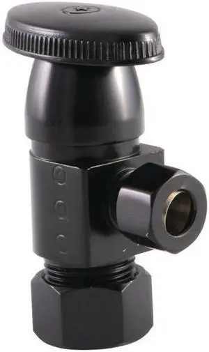 Kingston Brass CD53300VA Americana 0.62 O.D x 0.37 in. O.D Anti-Seize Deluxe Quarter Turn Ceramic Hardisc Cartridge Angle Stop, Matte Black