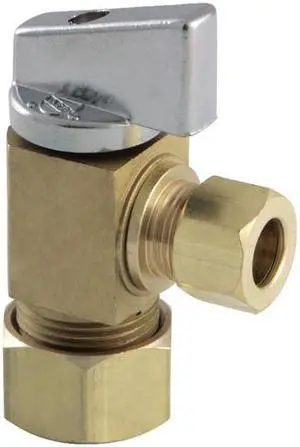 Kingston Brass KF53304CTL Columbia 0.62 O.D x 0.37 in. O.D. Compression 0.25 in. Turn Angle Stop Valve, Raw Brass