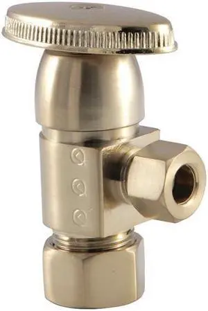 Kingston Brass CD53307VA Americana 0.62 O.D x 0.37 in. O.D Anti-Seize Deluxe Quarter Turn Ceramic Hardisc Cartridge Angle Stop, Satin Brass
