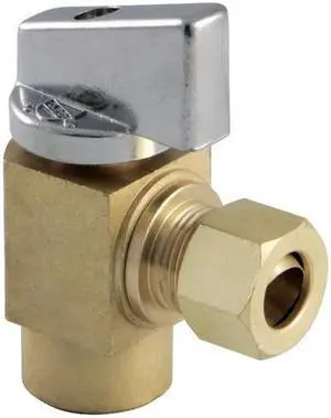Kingston Brass KF43204CTL Columbia 0.5 SWT x 0.37 in. O.D Compression 0.25 in. Turn Angle Stop Valve, Raw Brass