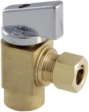 Kingston Brass KF33104CTL Columbia 0.37 IPS x 0.37 in. O.D Compression 0.25 in. Turn Angle Stop Valve, Raw Brass
