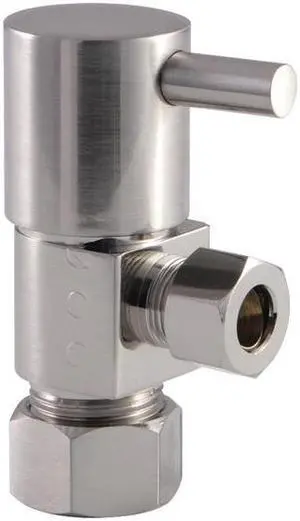 Kingston Brass CD53308DL Concord 0.62 O.D x 0.37 in. O.D Anti-Seize Deluxe Quarter Turn Ceramic Hardisc Cartridge Angle Stop, Brushed Nickel