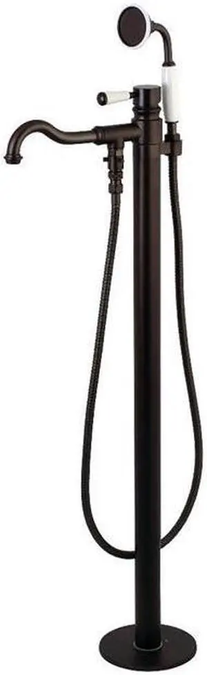 Kingston Brass KS7135DPL Paris Paris Single Handle Freestanding Roman Tub Filler with Hand Shower, Oil Rubbed Bronze