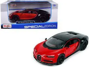 Maisto 31524r 16 in. 1 by 24 Scale Diecast for Bugatti Chiron Sport Special Edition Model Car, Red & Black