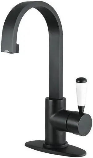 Fauceture LS8210DPL Modern Paris Single-Handle Bathroom Faucet with Deck Plate & Drain - Matte Black