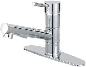 Gourmetier LS8401DL Modern Concord Single-Handle Kitchen Faucet with Pull-Out Sprayer - Polished Chrome