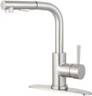 Gourmetier LS2718DL Modern Concord Single-Handle Kitchen Faucet with Pull-Out Sprayer - Brushed Nickel
